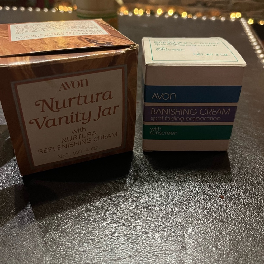 Both Unused ..Avon Nurtura Vanity Jar 1980 & Banishing Cream Spot Fading Prep